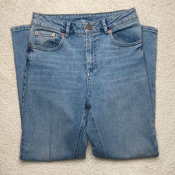 ASOS Denim Jeans Fit Waist High Rise Ankle Crop Size 29 Distressed Ripped - Picture 3 of 8